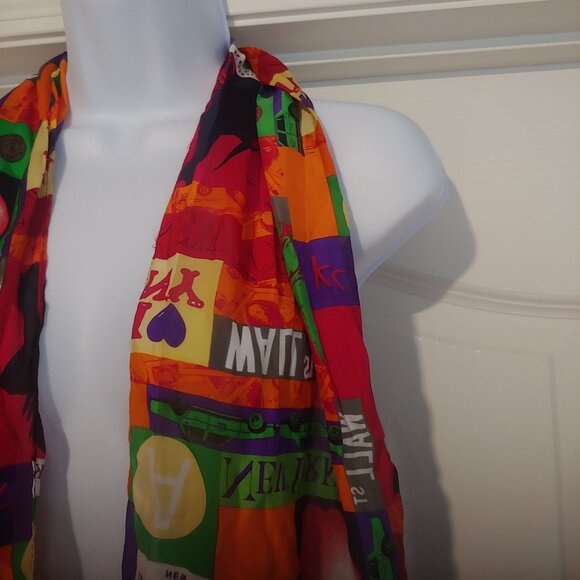 Kenneth Cole 100% Silk Everything NYC Colorful Trendy Stylish Scarf - Picture 5 of 8